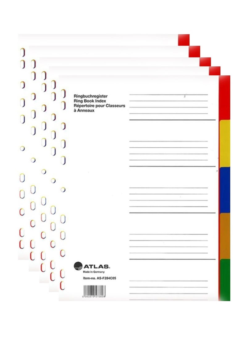 ATLAS 5-Pack Five Tab Plastic Divider Multicolour - Image 1